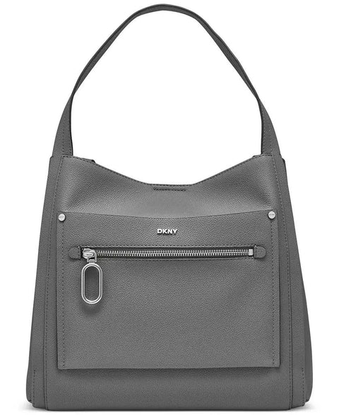 DKNY Women's Dark Gray Nala Medium Hobo Leather Shoulder Bag | DKNY In Lebanon