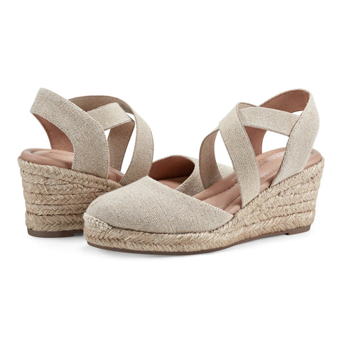 Easy Spirit Women's Beige Meza Espadrille Wedge Sandals | Easy Spirit In Lebanon
