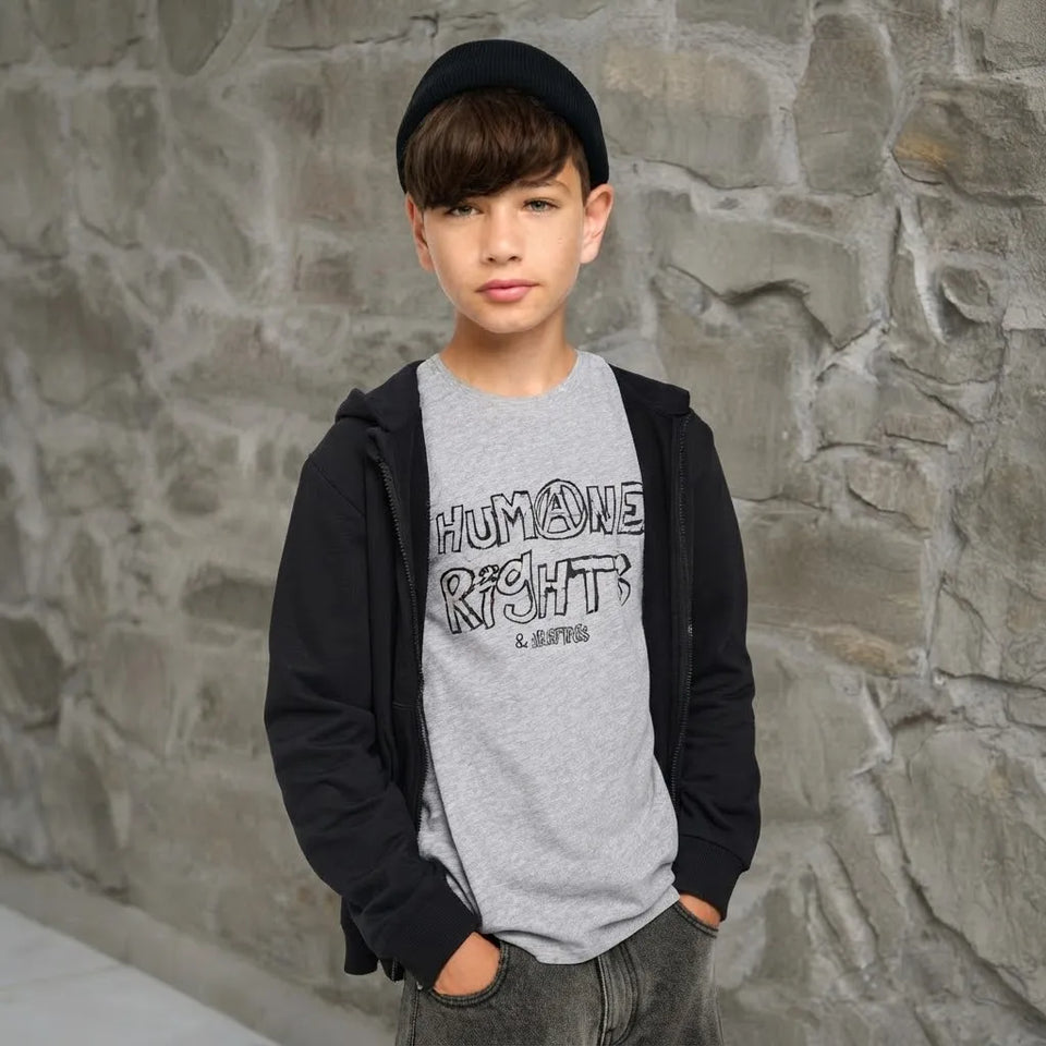 Sinsay Boy's Black Zip Up Hooded Jacket