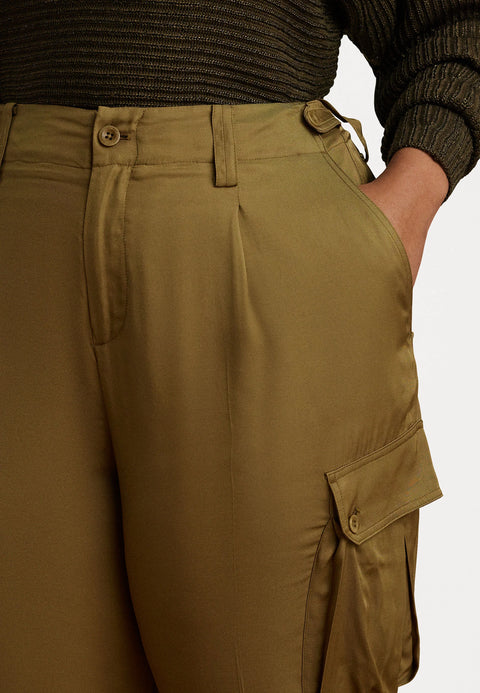 Lauren Ralph Lauren Women's Tan Twill Cargo Ankle Cargo Trousers Pant | Lauren Ralph Lauren In Lebanon