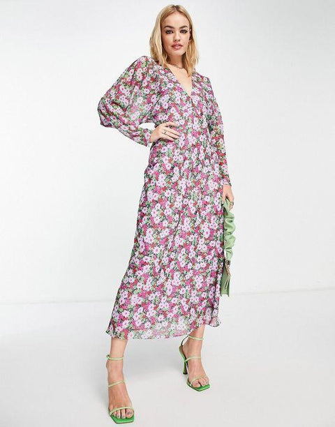 Asos Design Women's Multicolor Batwing Midi Dress ANF3050