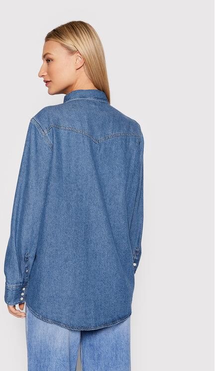 Wrangler Women's Mid Indigo Heritage Denim Shirt | Wrangler In Lebanon