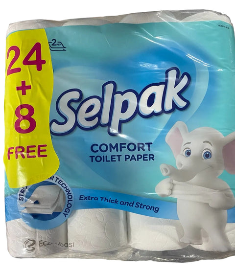 Selpak toilet paper package with a cartoon elephant on a store shelf.