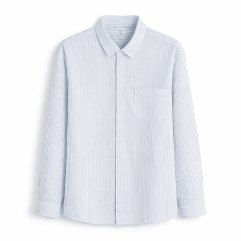Celio Men Light Blue Striped Regular Fit Linen Casual Long Sleeve Shirt | Celio In Lebanon