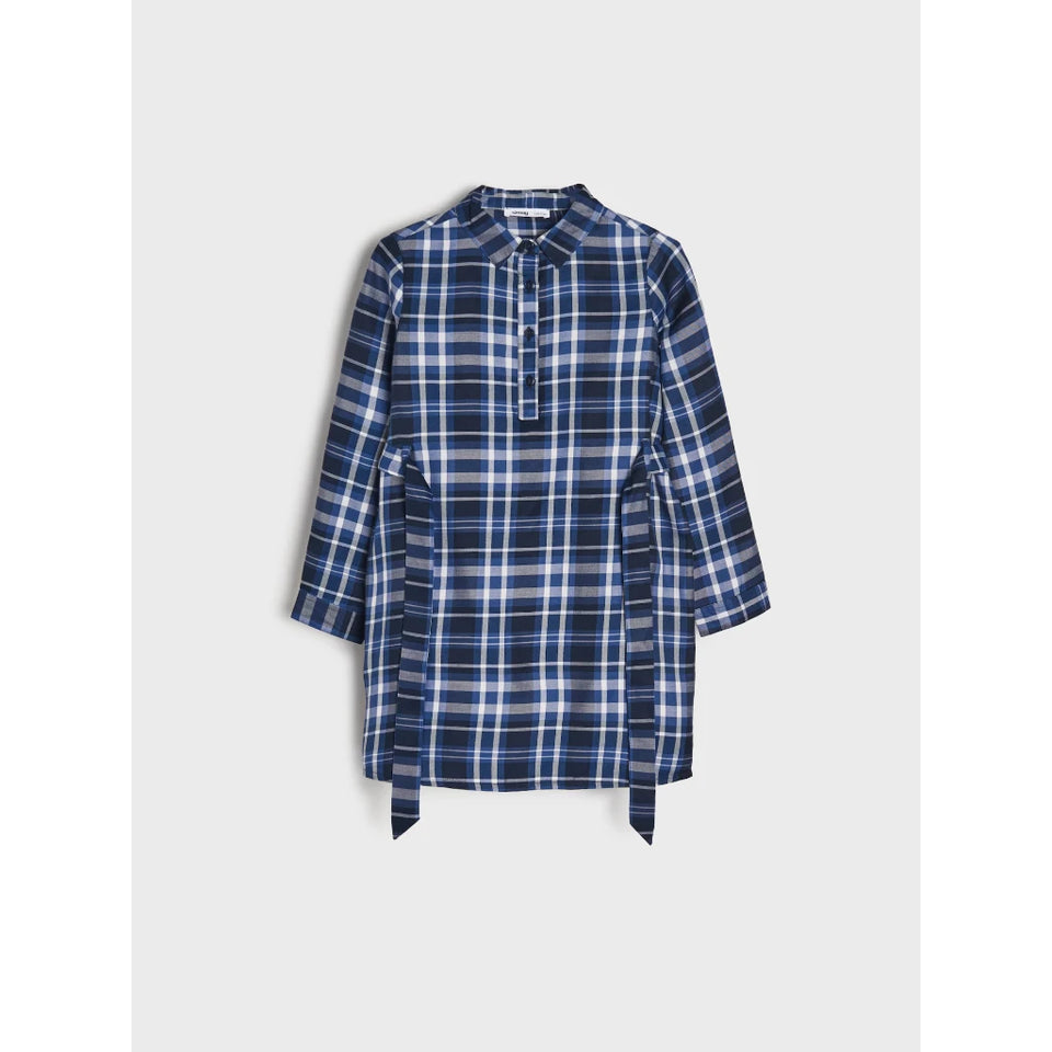 Sinsay Girl's Multicolor Plaid Button-Down Belted Dress