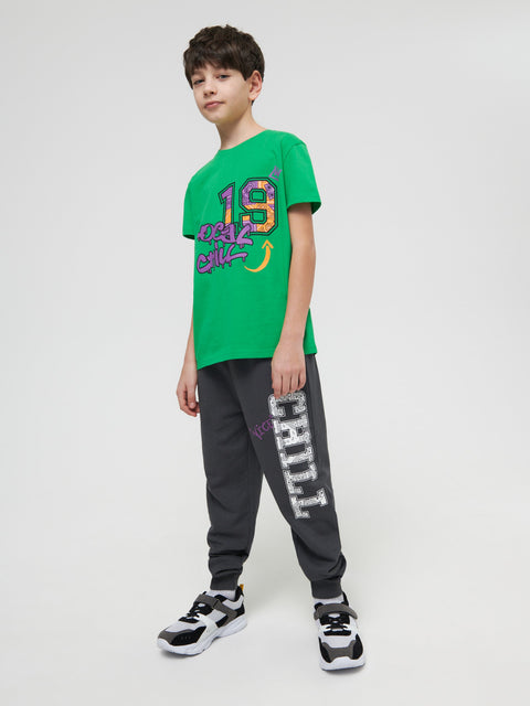 Sinsay Boy's Green Printed Crew Neck T-Shirt|Sinsay In Lebanon