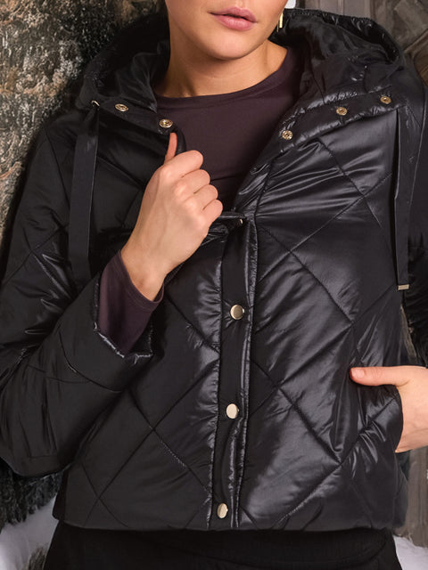 Sinsay Women's Black Hooded Quilted Jacket|Sinsay In Lebanon