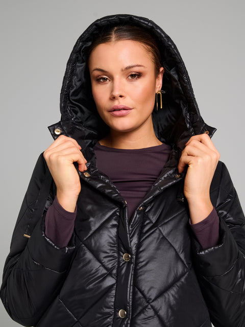 Sinsay Women's Black Hooded Quilted Jacket|Sinsay In Lebanon
