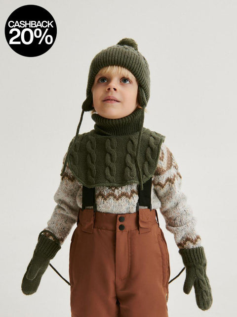 Reserved Baby Boy's Olive Green Knitted Pom Pom Beanie Hat | Reserved In Lebanon