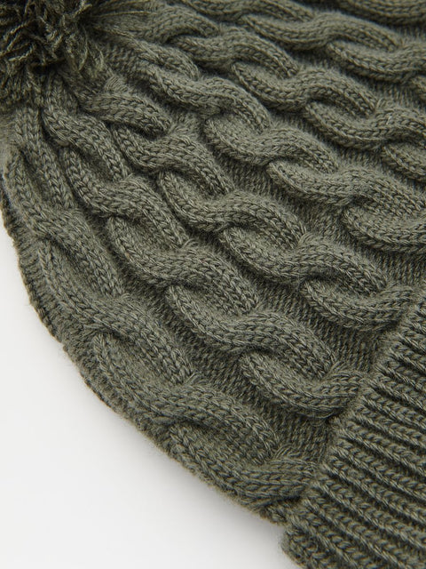 Reserved Baby Boy's Olive Green Knitted Pom Pom Beanie Hat | Reserved In Lebanon