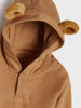 Brown hoodie with bear ears on a light gray background