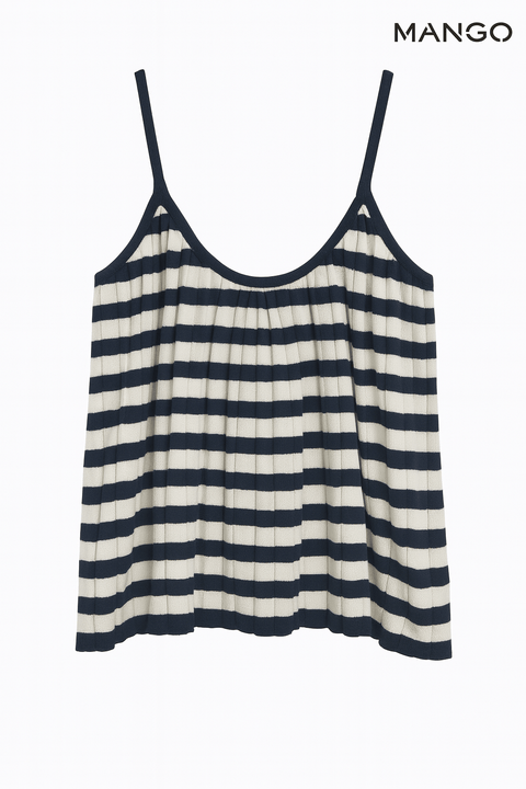 Mango Women's Blue/White Striped Sleeveless Top| Mango in Lebanon