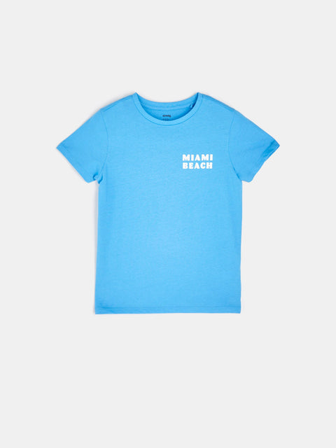 Sinsay Boy's Mid Blue T-Shirt With Front And Back Print | Sinsay In Lebanon