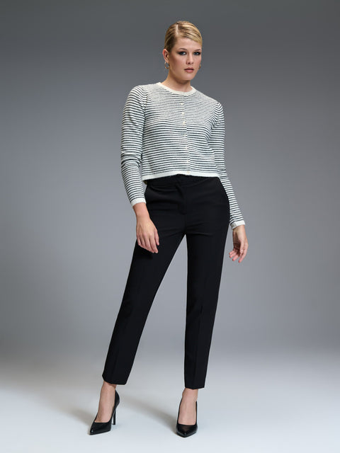 Sinsay Women's Black & White Ribbed Striped Cardigan|Sinsay In Lebanon