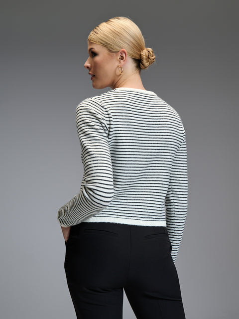Sinsay Women's Black & White Ribbed Striped Cardigan|Sinsay In Lebanon