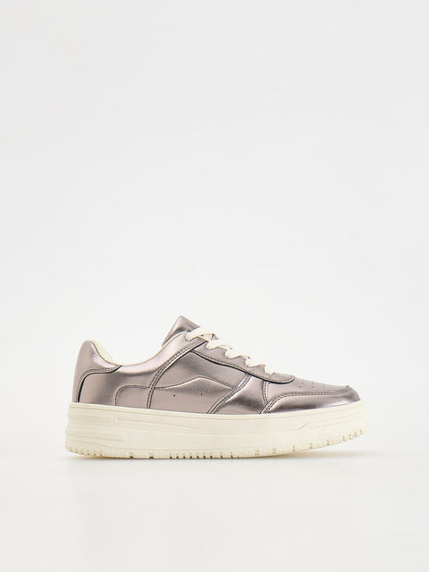 Reserved Girl's Silver Sneakers With Metallic Effect | Reserved In Lebanon