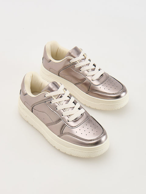 Reserved Girl's Silver Sneakers With Metallic Effect | Reserved In Lebanon