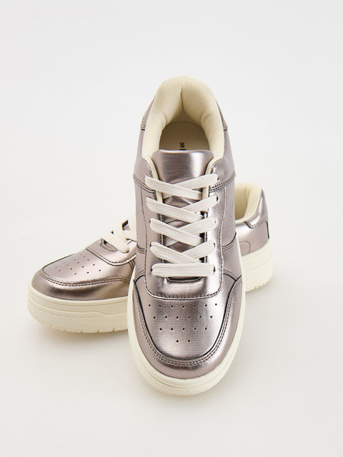 Reserved Girl's Silver Sneakers With Metallic Effect | Reserved In Lebanon