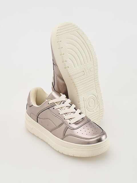 Reserved Girl's Silver Sneakers With Metallic Effect | Reserved In Lebanon