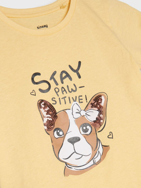 Sinsay Girl's Yellow Patterned T-Shirt |Sinsay In Lebanon