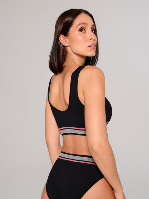 Sinsay Women's Black Ribbed Wide Strap Bra | Sinsay In Lebanon