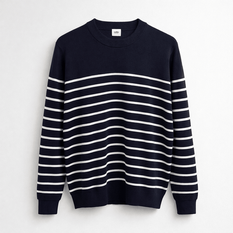 Celio Men's Navy Striped Crew Neck Sweater  | Celio in Lebanon