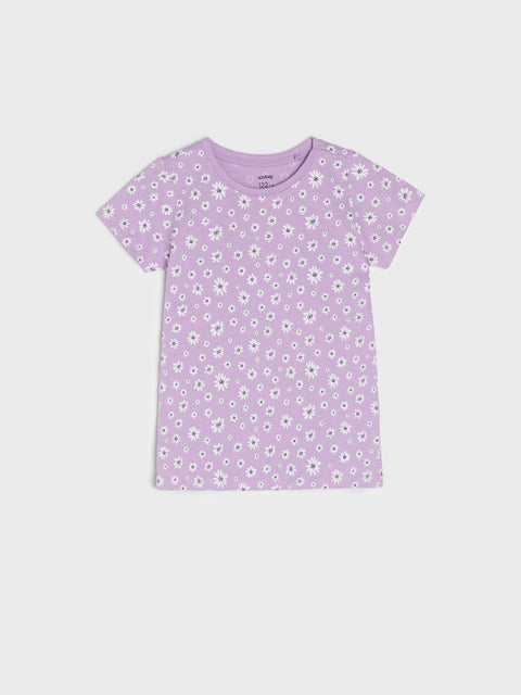 Sinsay Girl's Purple T-shirt With Floral Print | Sinsay In Lebanon
