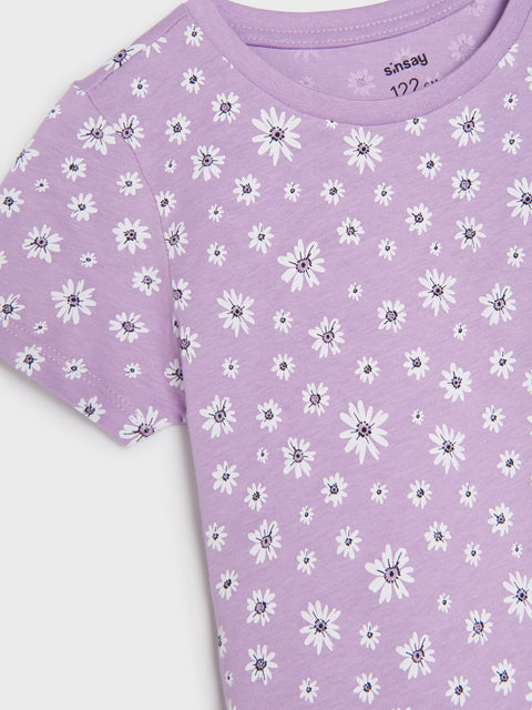 Sinsay Girl's Purple T-shirt With Floral Print | Sinsay In Lebanon