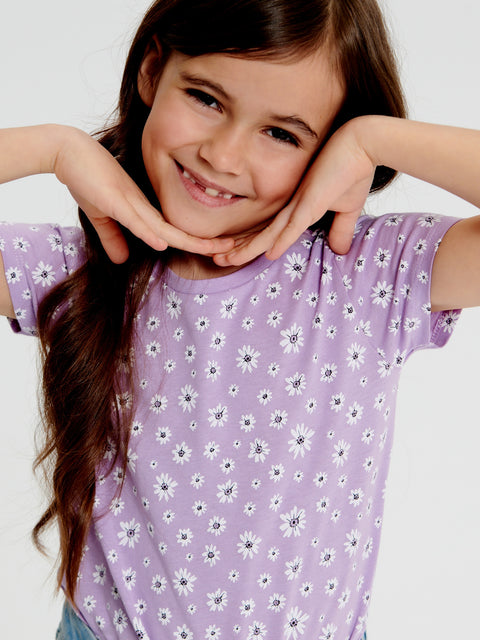 Sinsay Girl's Purple T-shirt With Floral Print | Sinsay In Lebanon
