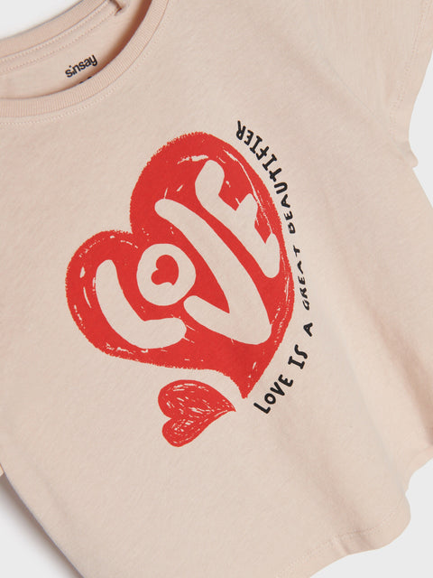 Sinsay Girl's Beige Printed T-shirt | Sinsay In Lebanon