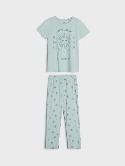 Sinsay Girl's Mint Green Printed Pajama Set | Sinsay In Lebanon
