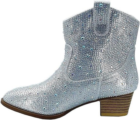 Link Girl's Silver Cowboy Style Ankle Boots | Link In Lebanon