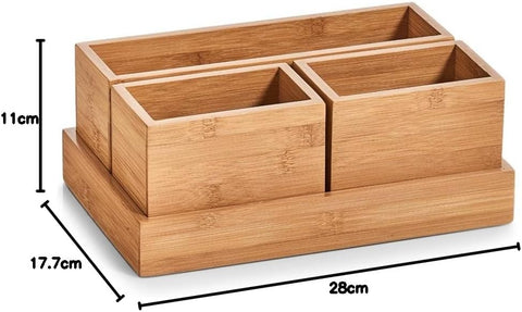 Puriease Organiser Set 4-Piece Bamboo Approx. 28 x 17.7 x 11 cm | Puriease In Lebanon