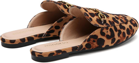 Minorsu Women's Black Animal Print Buckle Mules | Minorsu In Lebanon