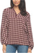Felina Women's Burgundy Lurex Plaid Long Sleeve Blouse