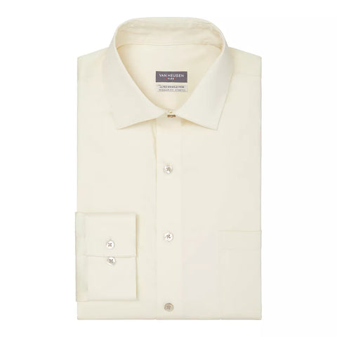 Van Heusen Men's Light Yellow Ultra Wrinkle-Free Regular-Fit Dress Shirt | Van Heusen In Lebanon