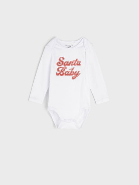 Sinsay Baby Boy's White Santa Baby Print Bodysuit | Sinsay In Lebanon