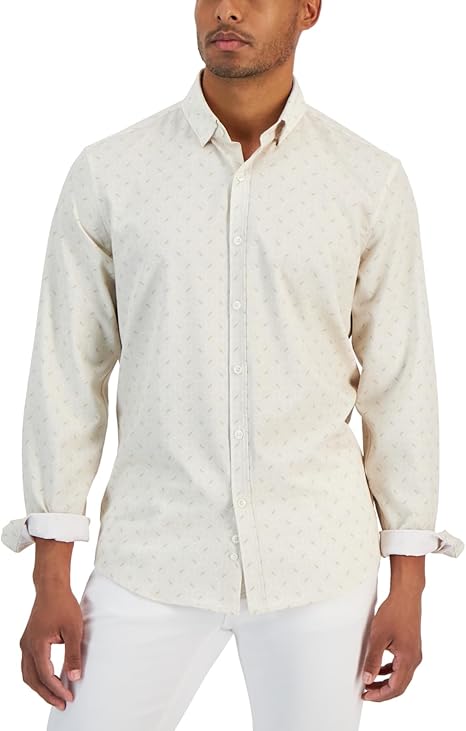 Alfani Men's Vanilla Alfatech Performance Regular Shirt ABF4609