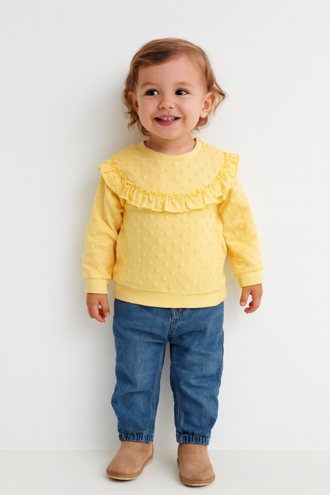 Sinsay Baby Girl's Light Yellow Long Sleeve Ruffle Blouse |Sinsay In Lebanon