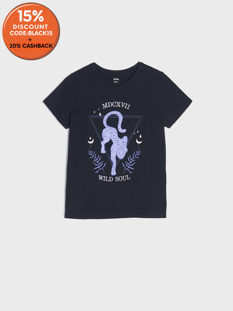 Sinsay Girl's Black Printed T-shirt | Sinsay In Lebanon