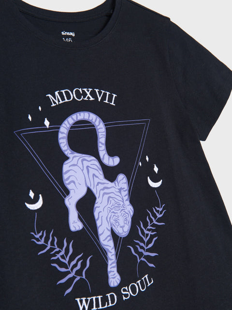 Sinsay Girl's Black Printed T-shirt | Sinsay In Lebanon