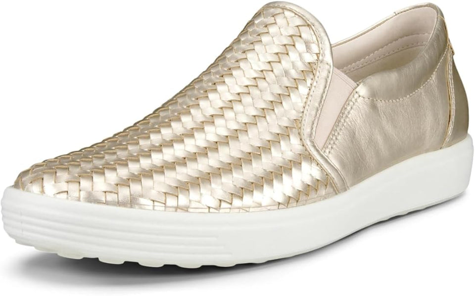 Ecco Women's Pure White Gold Soft 7 Woven Slip Loafer |Ecco in Lebanon
