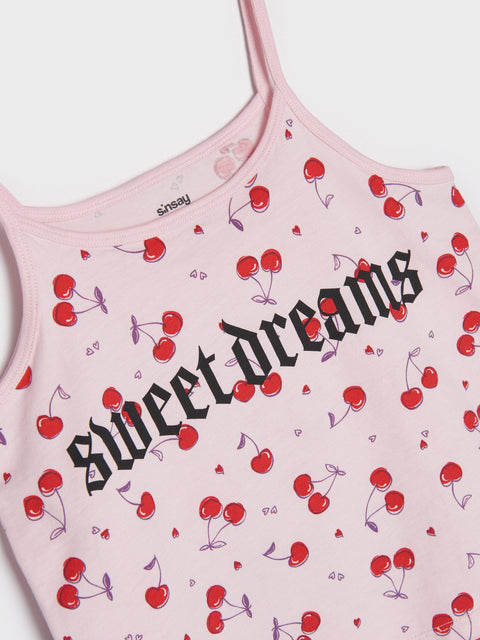 Sinsay Girl's Light Pink Cherry Printed Pajama Set | Sinsay In Lebanon