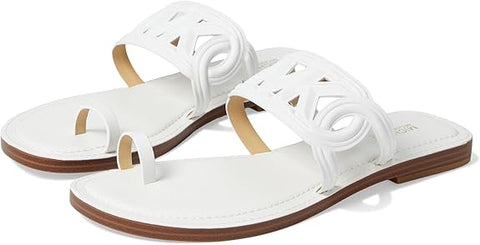 Michael Kors Women's White Leather Eli Toe-Loop Sandals | Michael Kors in Lebanon