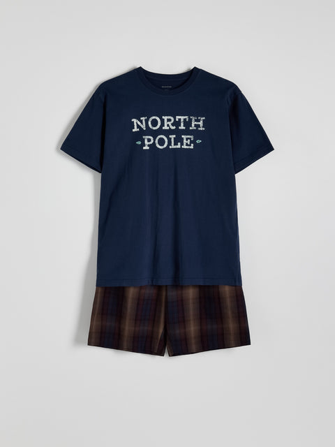 Reserved Men's Navy Two-piece Pajamas With A Christmas Print | Reserved In Lebanon