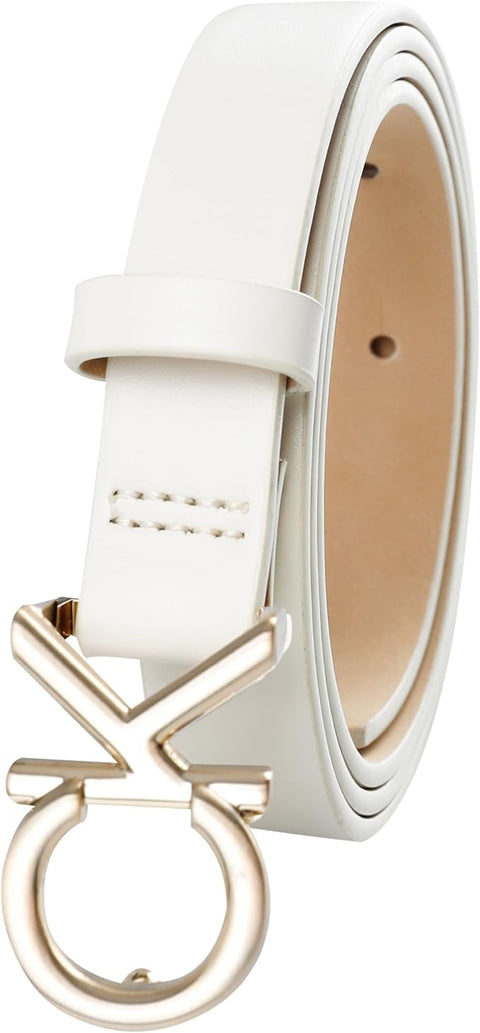 Calvin Klein Women's Bone Ck Logo Plaque Buckle  Belts  |Calvin Klein   in Lebanon