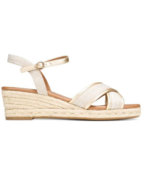 Leahh Womens Canvas Metallic Espadrilles