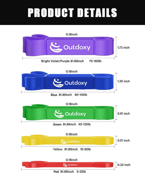 Outdoxy Resistance Bands Pull Up Assistance Bands Set of 5 | Outdoxy In Lebanon