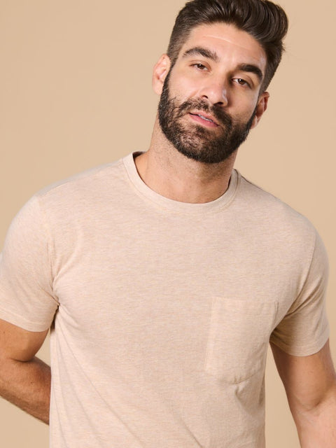 Sinsay Men's Beige Chest Pocket Basic T-Shirt | Sinsay In Lebanon