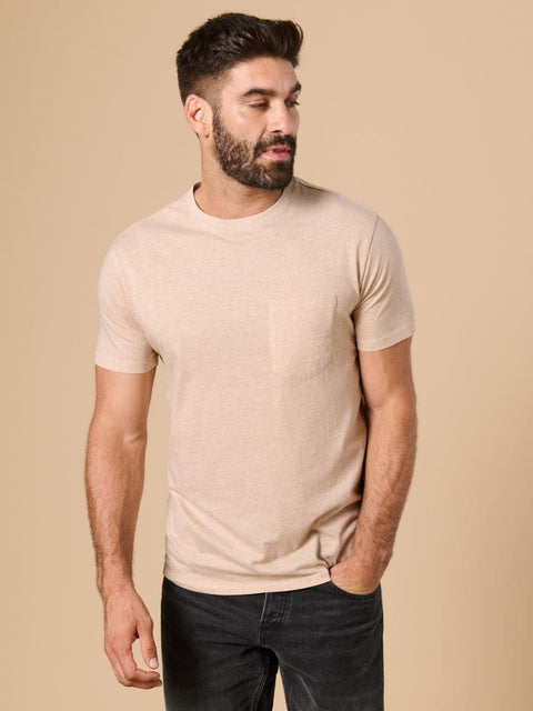 Sinsay Men's Beige Chest Pocket Basic T-Shirt | Sinsay In Lebanon